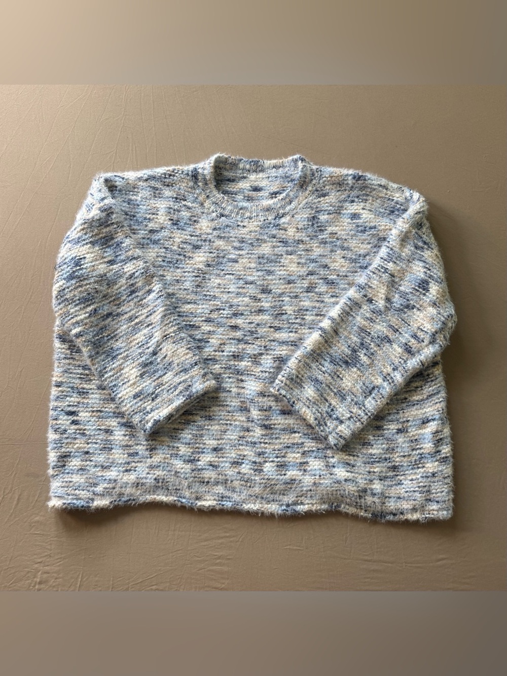 Marled Fuzzy Oversized Crew Knit Sweater